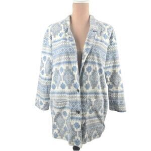 Vintage 90s Just Dawn Flannel Blazer Blue Aztec Size Medium